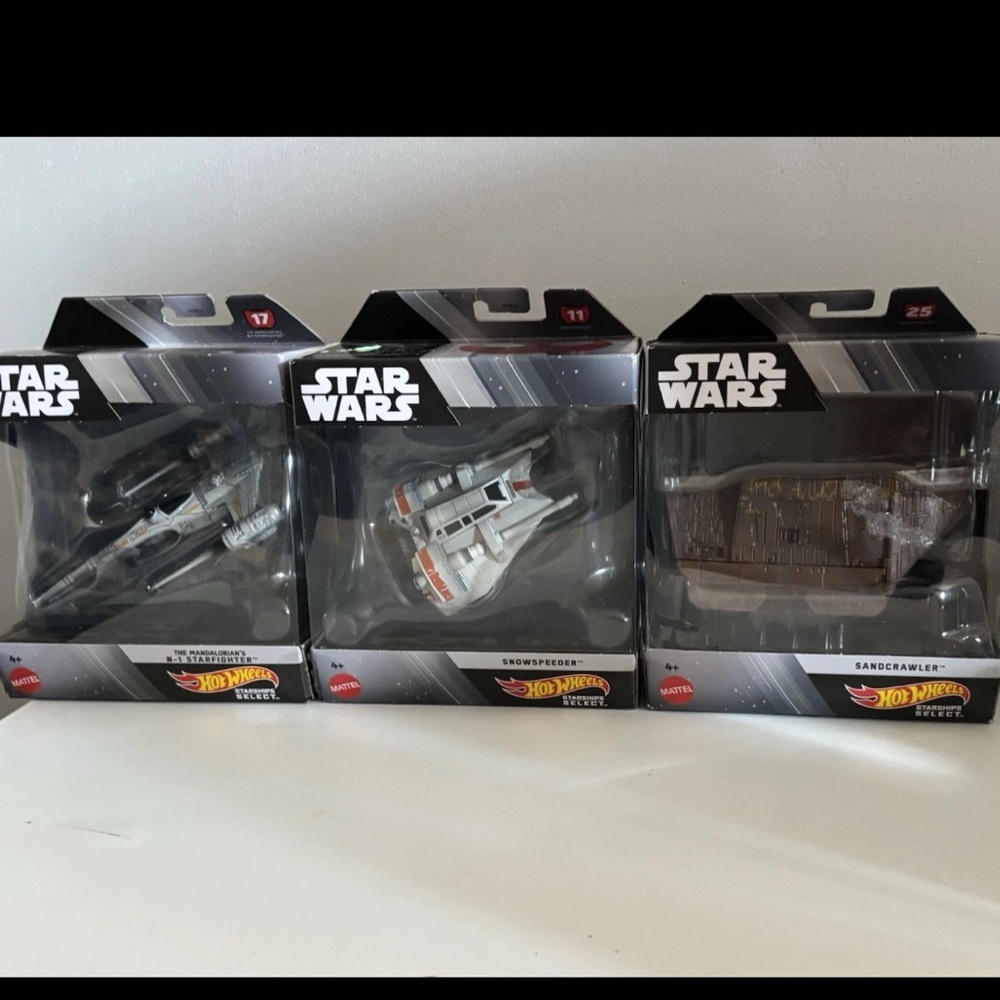 Hot Wheels Starships Select Star Wars Lot Of 3 Snowspeeder Sandcrawler Starfight
